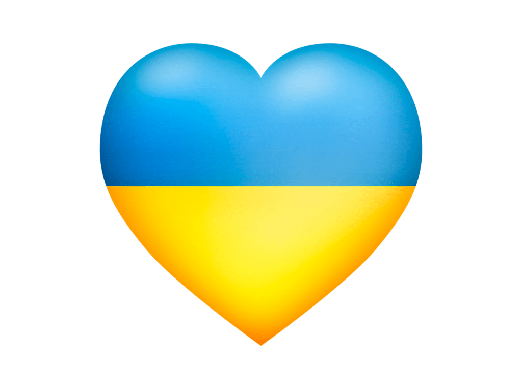 hjärta tvåfärgat blått överst och gult underst