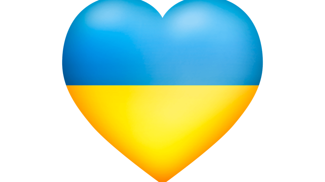 hjärta tvåfärgat blått överst och gult underst